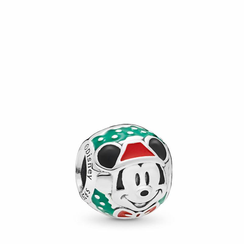 Pandora Disney Santa Mickey Charm Ireland - Sterling Silver/Enamel/Black - 594073KWY